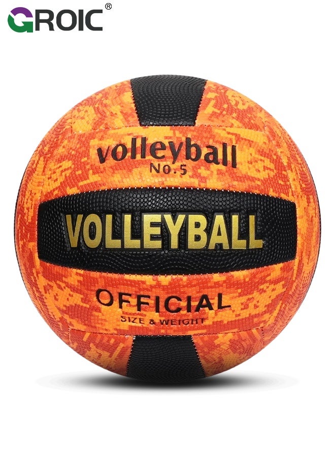 GROIC Volleyball, Official Size 5 Volleyballs for Adults, Orange Camo Design, PU Leather Indoor Outdoor Soft Touch Volleyballs for Beach Play, Game, Training, Beach Pool Game Play for Youth Teen Team Beginners - Image 1